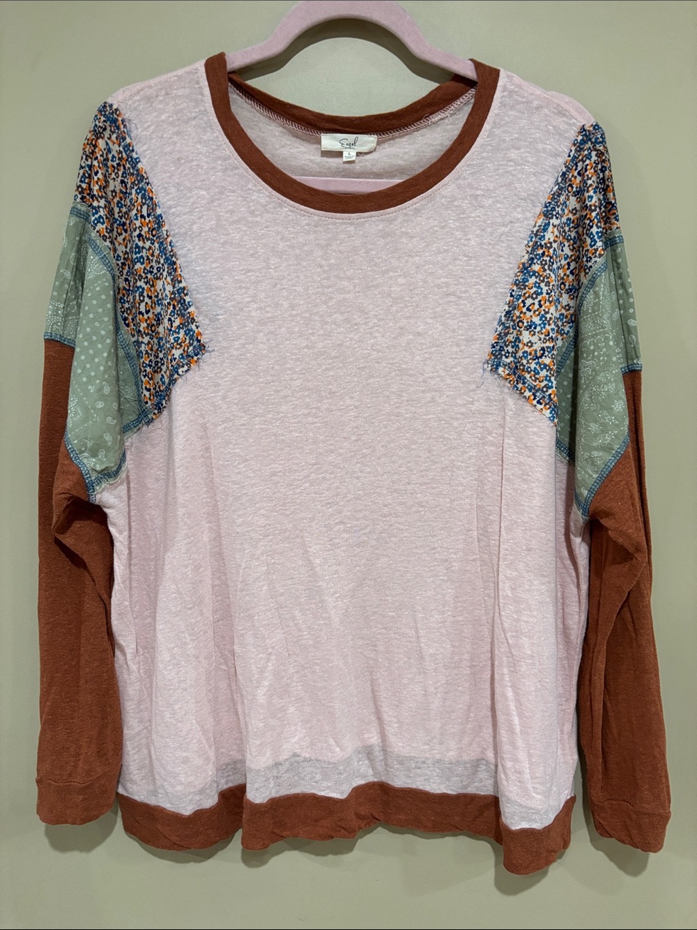 Easel patchwork long sleeve pink